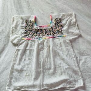 Embroidered White cotton Mexican tunic